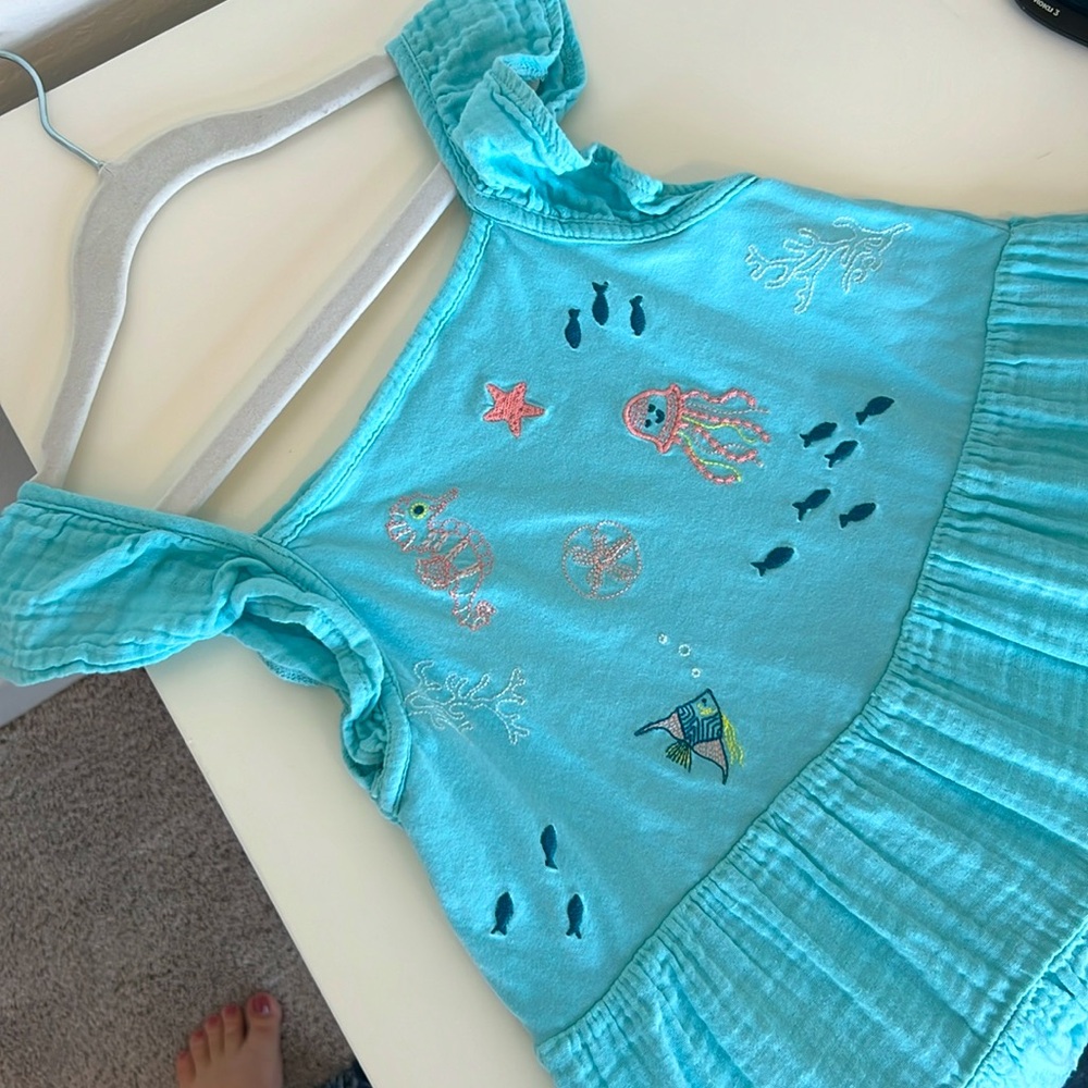 PEEK Cotton Dress w/ Embroidered Fish EUC